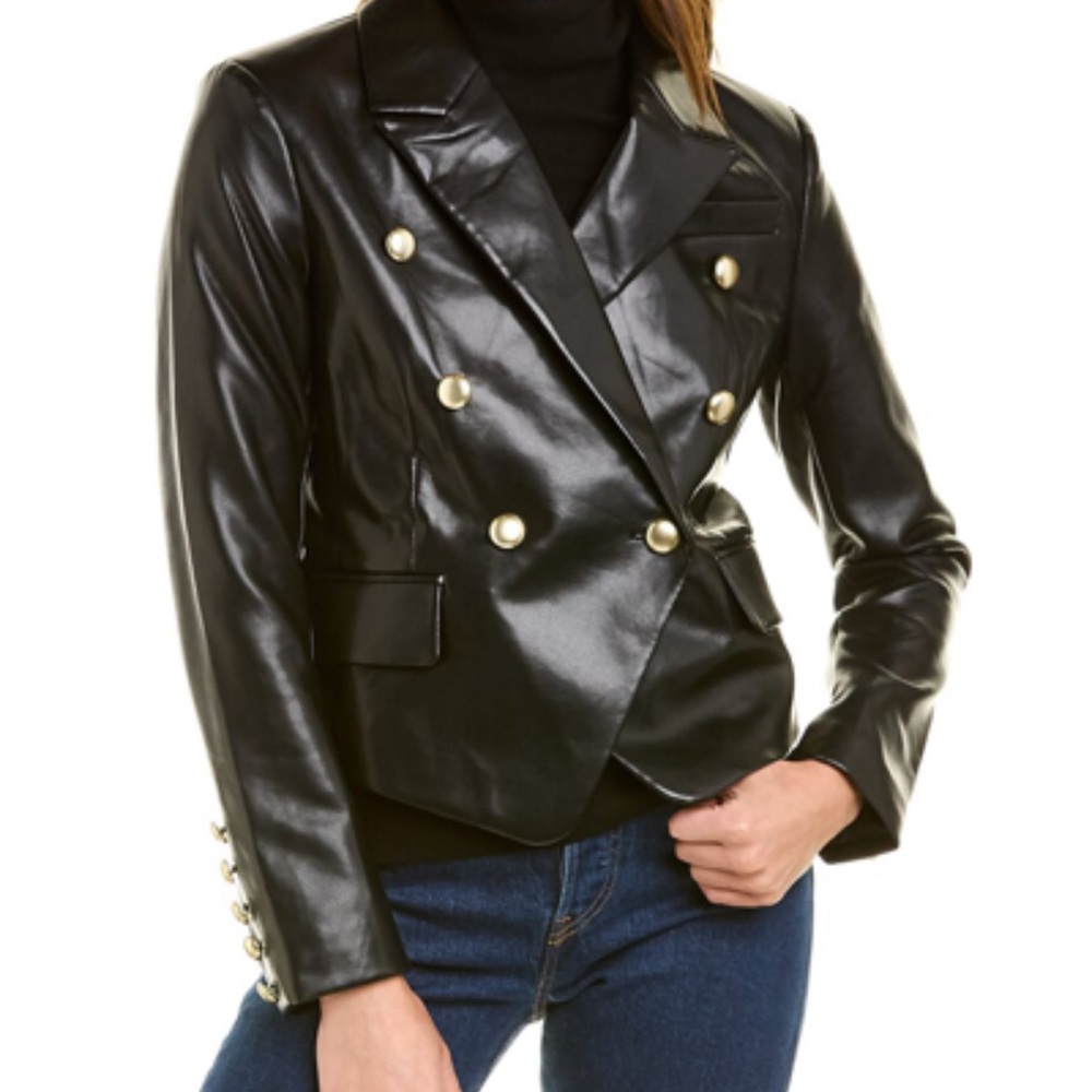 Avec Les Filles Black Blazer with Gold Buttons